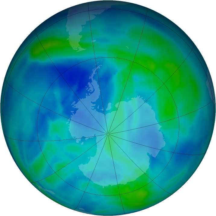 Antarctic ozone map for 17 April 2007